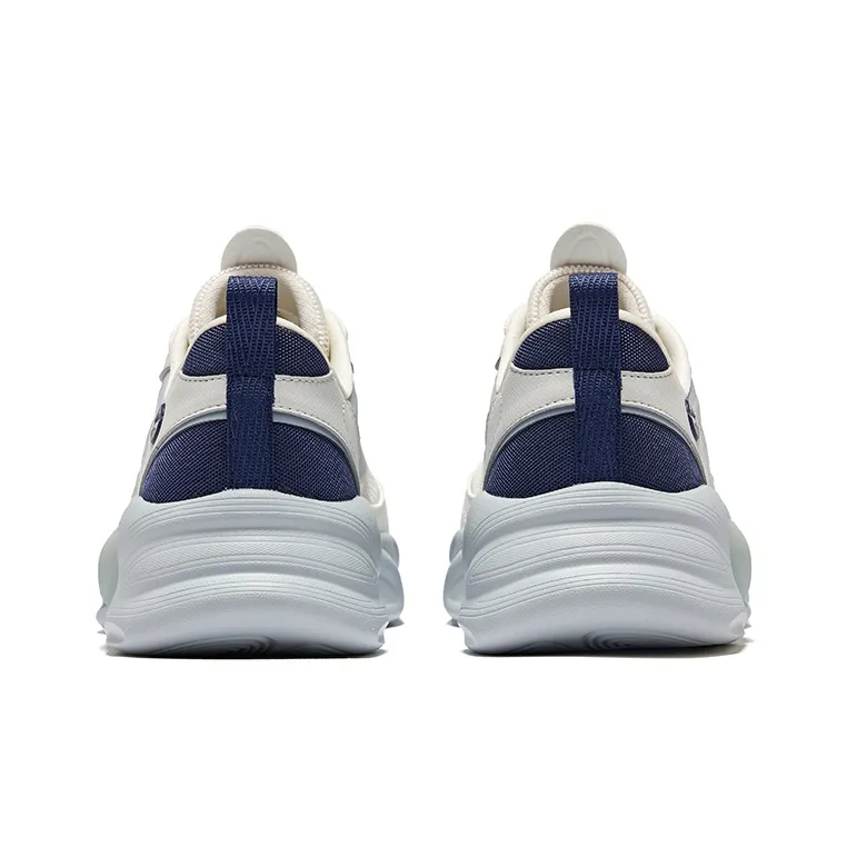 Erke Wear Resistant Breathable Height Increasing Low Top Casual Shoes Men's White Pencil Gray-3