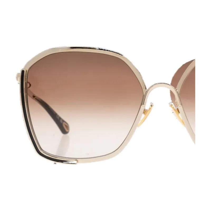 Chloe Metal Irregular Shape Sunglasses Women's Gold-2