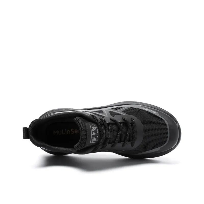 Mulinsen Travel Shoes Abrasion Resistant, Breathable, Lightweight Low Top Casual Shoes Men's Black-3
