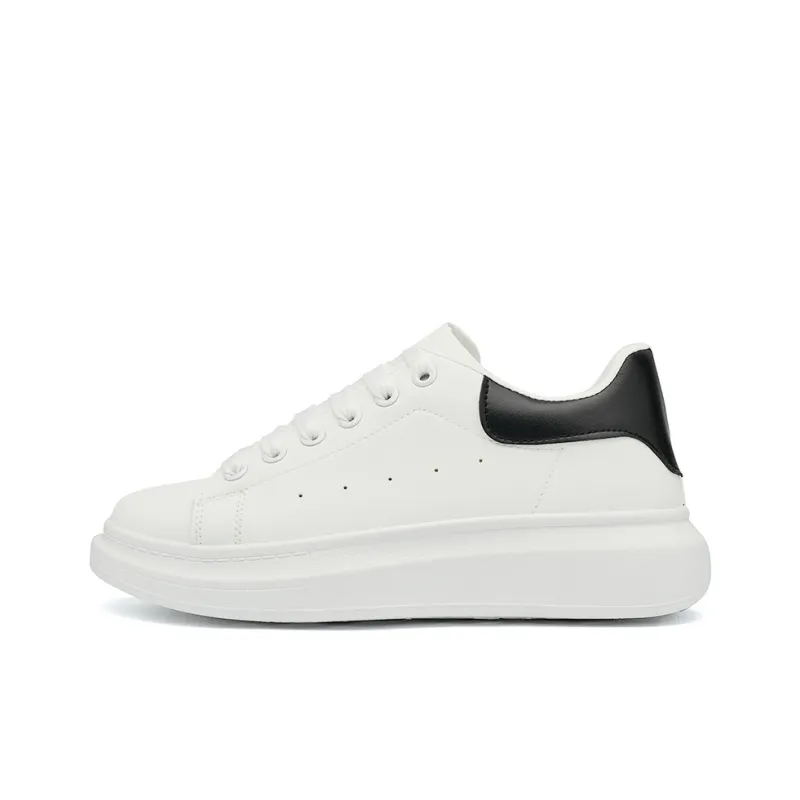 ΛOLUNKΛ Lightweight Breathable Height Increasing Low Top Skateboard Shoes Unisex White-0