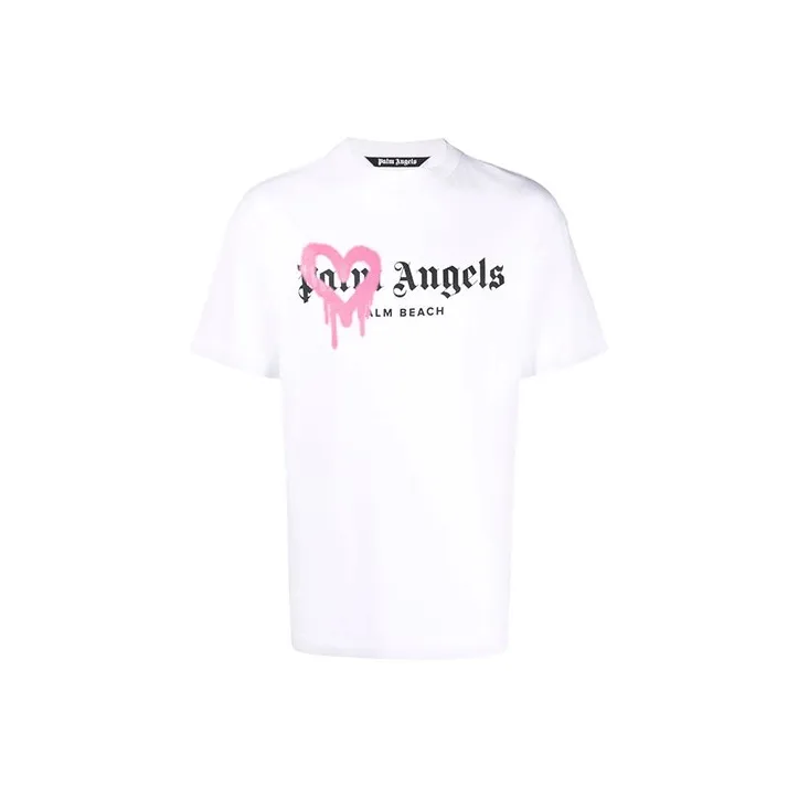 PALM ANGELS Palm Beach Heart Sprayed Logo T Shirt-0
