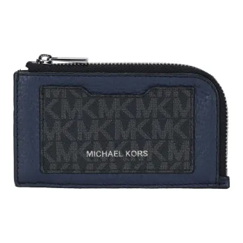 MICHAEL KORS MK Cooper Leather Wallet Medium Size Men's Navy Blue & Black