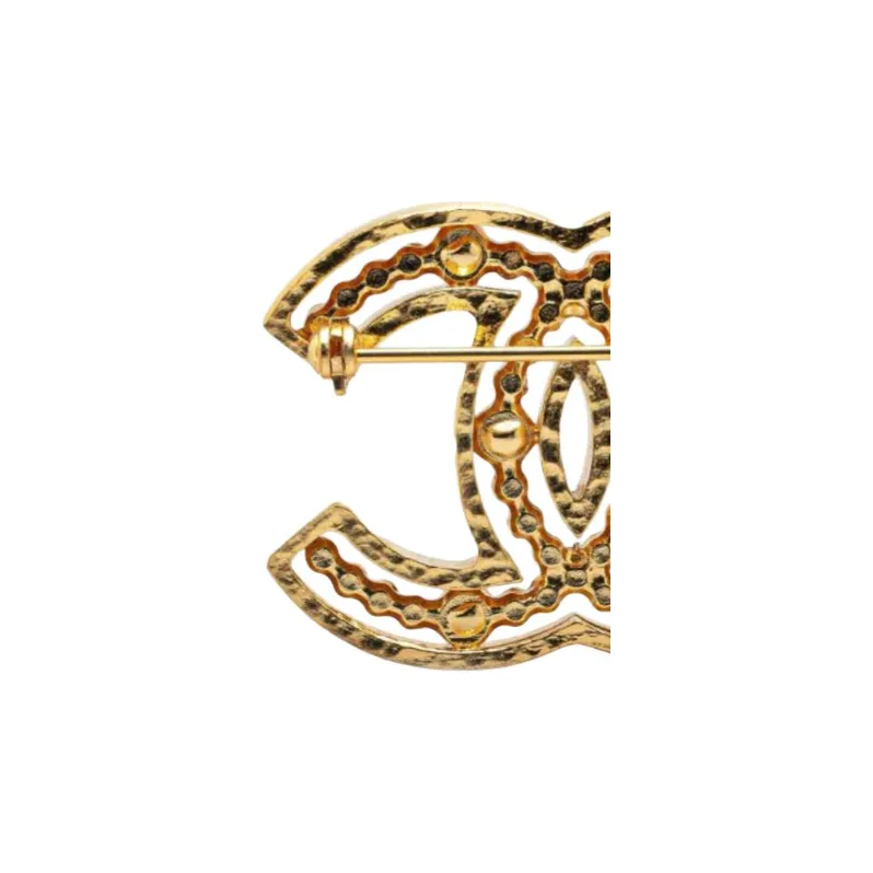 CHANEL 2002 Plated Faux Pearl Cc Brooch Costume Brooch-2