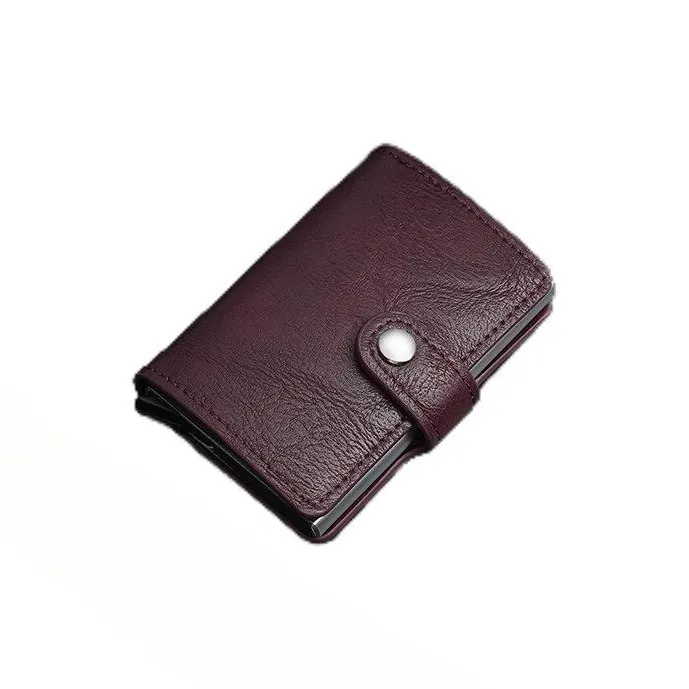 OUZIHUANG PU Card Holder Regular Unisex Black Brown Coffee Dark Blue Maroon Gray Carbon Fiber Texture Black-5