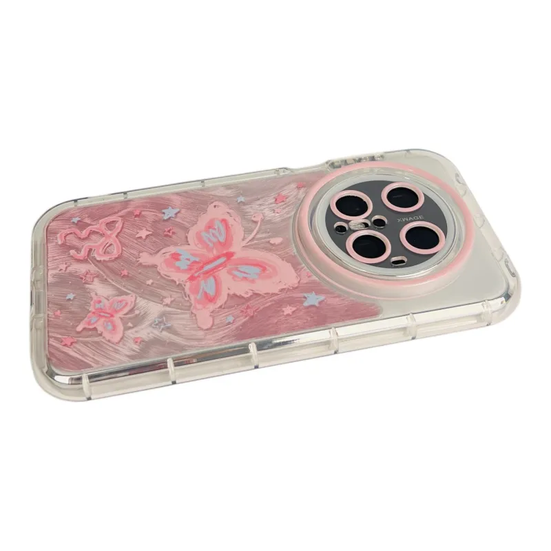 Wei Xin Acrylic Material Pink Graffiti Butterfly Phone Cases Compatibility Huawei Mate 70/60/50/40 Pro/Pura 70/70 Pro+-3