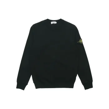 STONE ISLAND Cotton Round Neck Sweatshir Men's Black