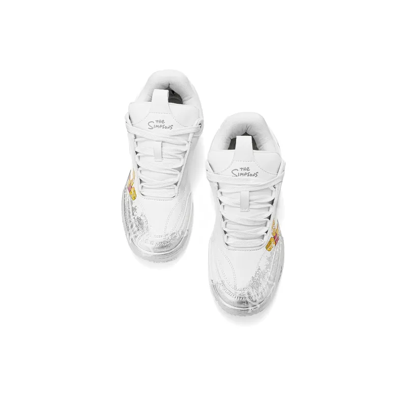 The Simpsons Skateboard Shoes Unisex Low Top White Silver/Beige Red/Black Silver-5