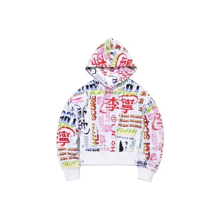 LiNing Sweatshirts Unisex White Base Multicolor Print-0