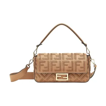 FENDI Baguette Calfskin Baguette Bag, One Shoulder Handbag Medium Size Women's Beige
