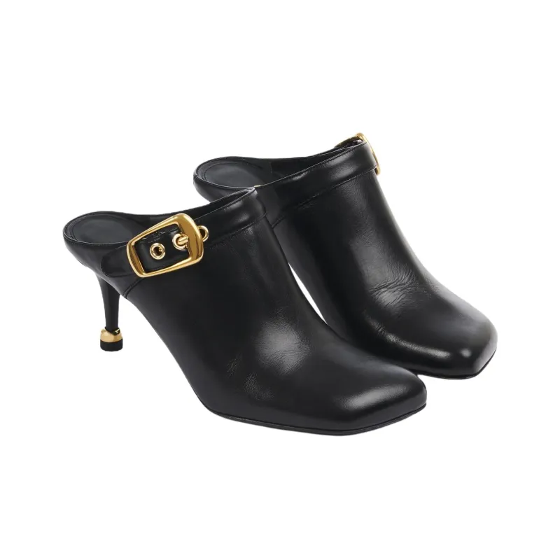 Chloe Closed Toe Slippers 7cm Women's Black-2
