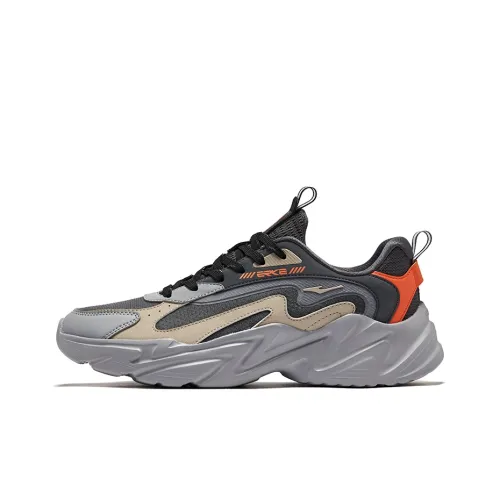 Erke Wear Resistant Breathable Height Increasing Low Top Casual Shoes Men's Snow Gray