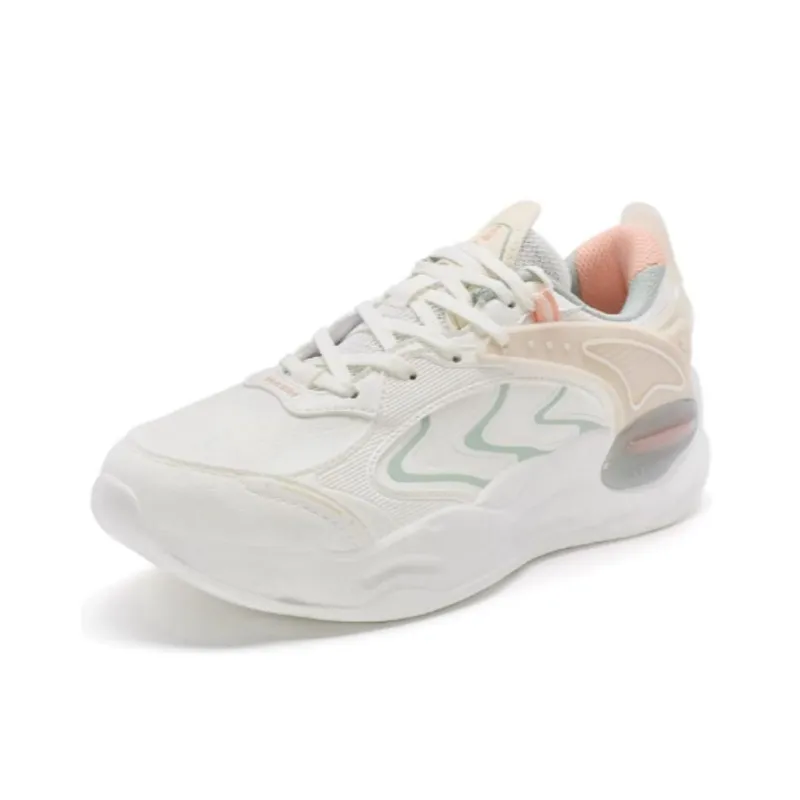 XTEP Yuan Qi Abrasion Resistant Low Top Casual Shoes Women's White Pink Green-1