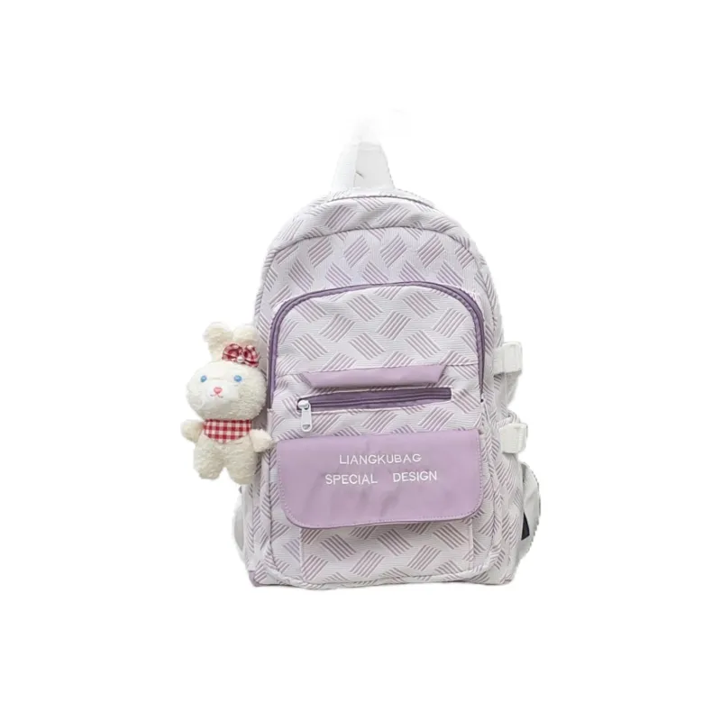 Deli Bear Nylon Backpack Regular Women's Versatile Gray \ Dreamy Purple \ Fresh Green \ Sky Blue-2