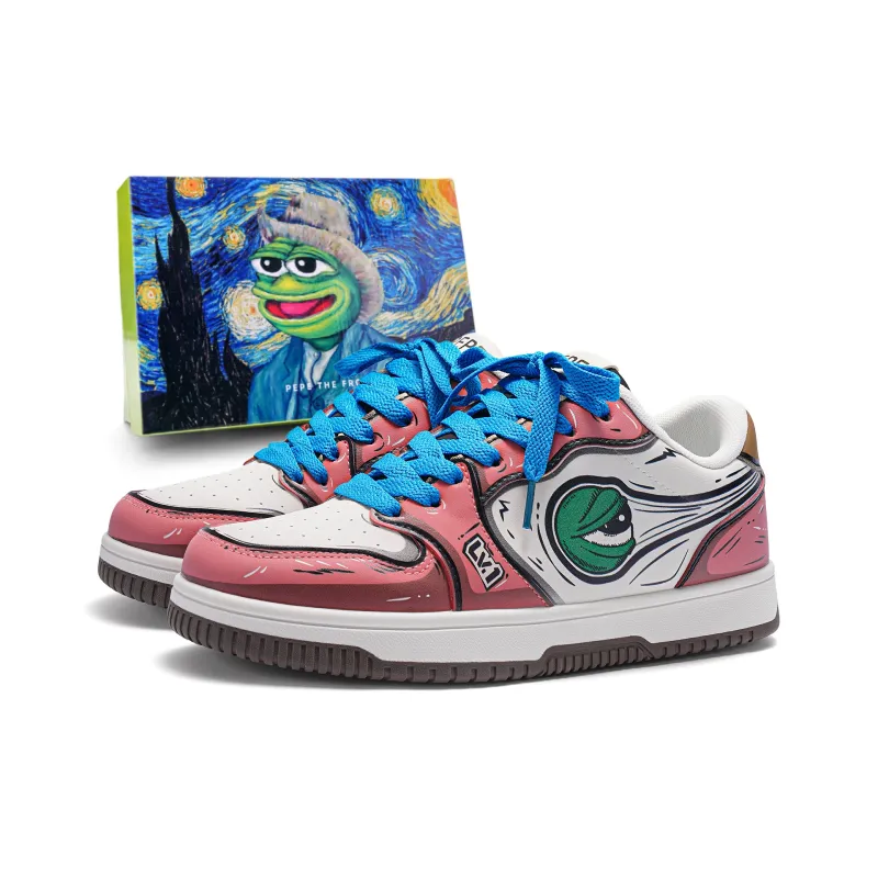 Pepe The Frog Cushioned Wear-Resistant Breathable Low-Top Skateboard Shoes Unisex-0