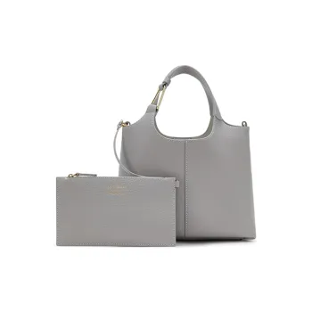 COCCINELLE Cow Leather Basket Bag Shoulder Bag Crossbody Bag Handbag Large Size Women's Cool Gray