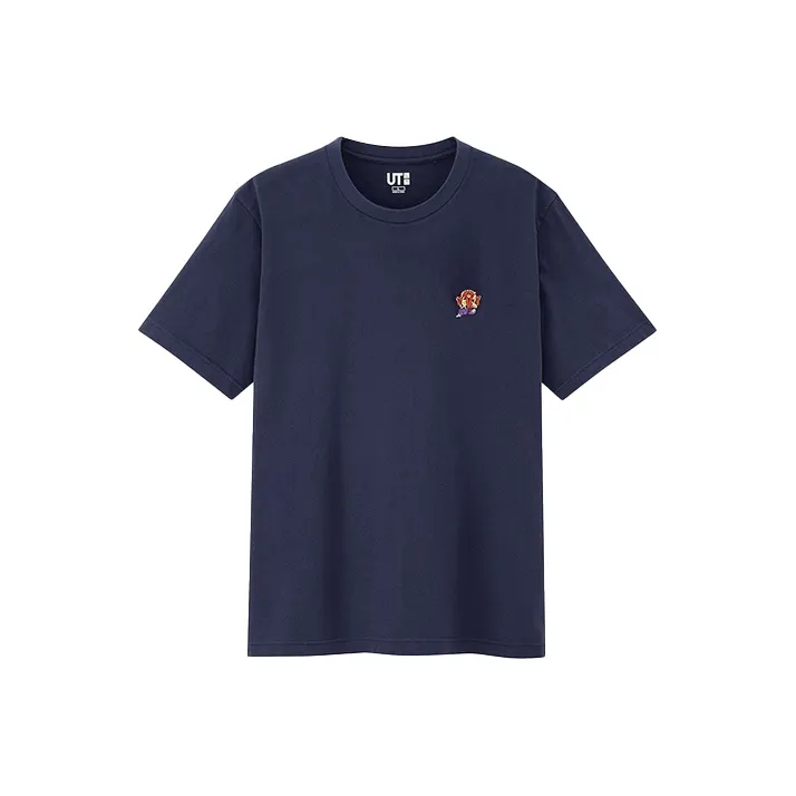 UNIQLO Straight T Shirt Unisex Navy Blue-0