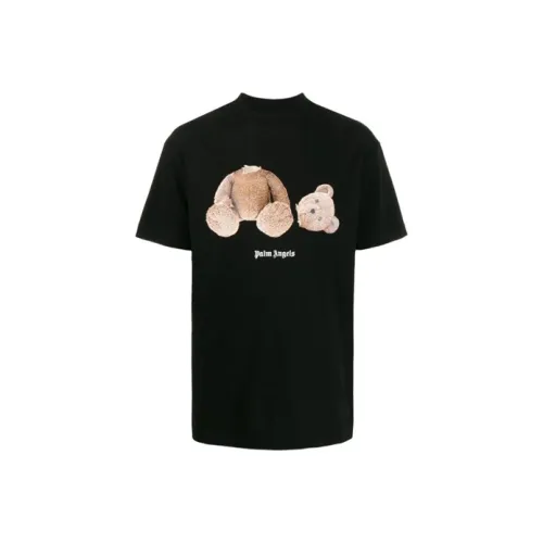 PALM ANGELS Logo Bear Printed Crewneck T Shirt