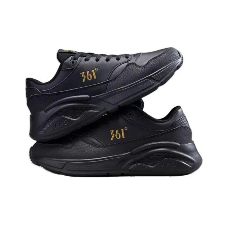 361° Anti-Slip And Wear-Resistant Lightweight Low-Top Casual Running Shoes Men's Black Gold-1