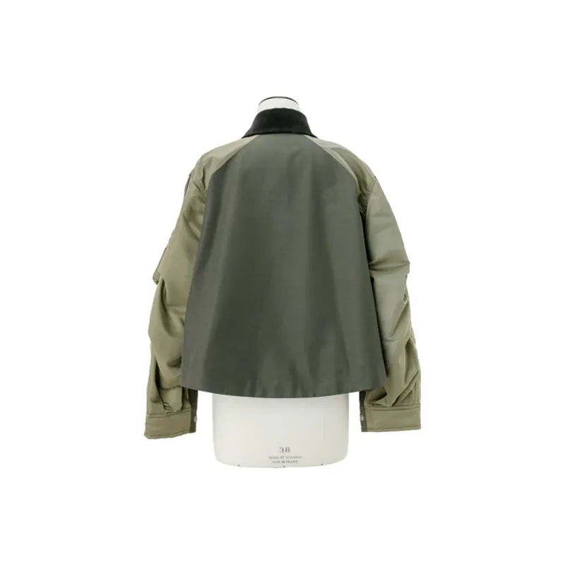 Sacai Grosgrain Nylon Twill Blouson 'Khaki/Beige'-1
