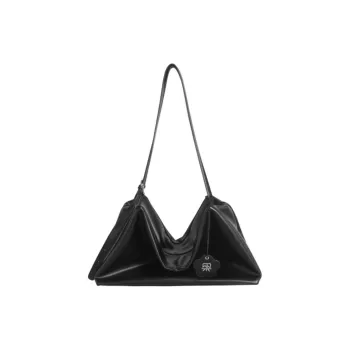 Kikawa Card Synthetic Leather Tote Bag, Shopping Bag, Shoulder Bag Large Size Women's Black