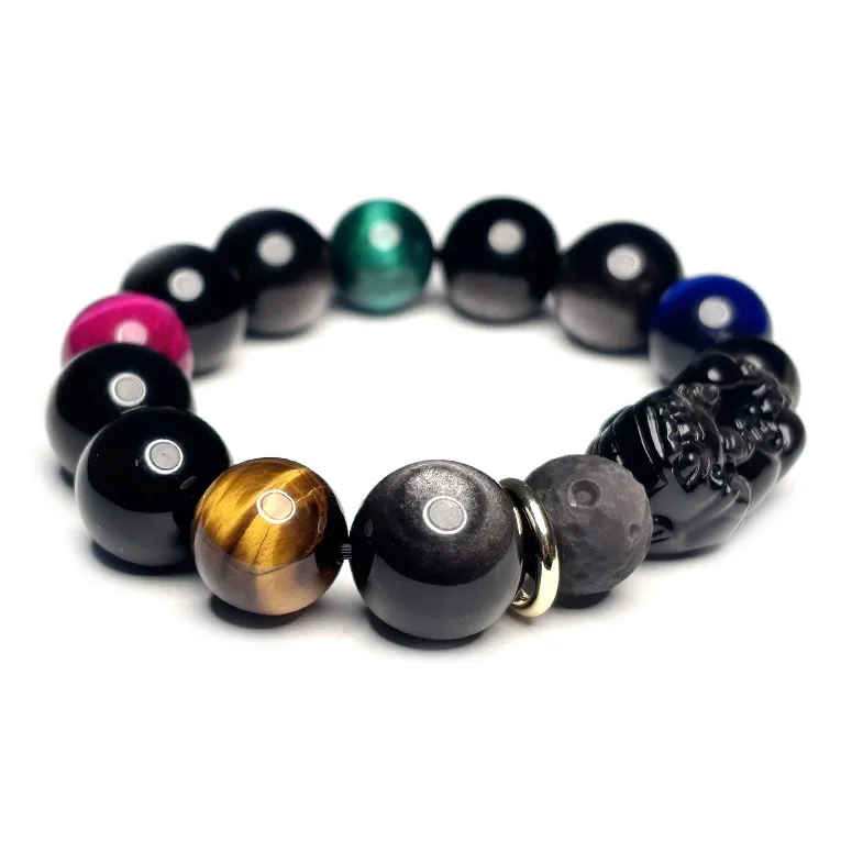MOUNTAINS AND MANS Obsidian New Chinese Style Tiger Bead Bracelet Men's-3