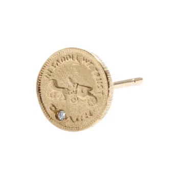 COACH 14K Gold Diamond Stud Earrings Women's Gold