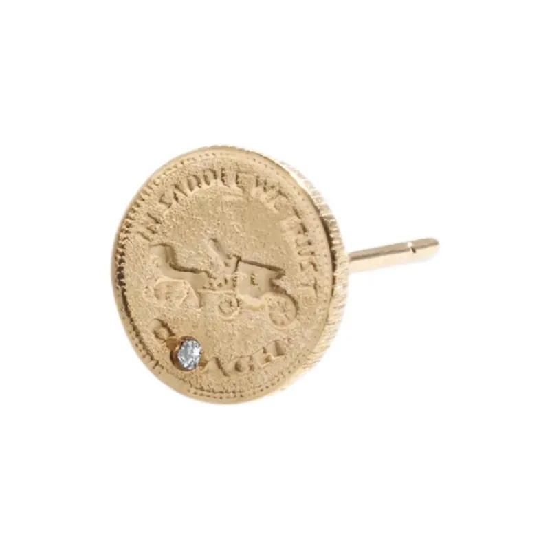 COACH 14K Gold Diamond Stud Earrings Women's Gold-0