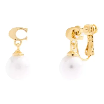 COACH Brass Plated Clip On Earrings Women's Gold