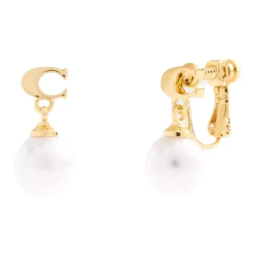 COACH Brass Plated Clip On Earrings Women's Gold