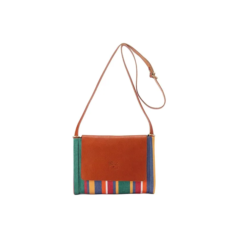 Il Bisonte Cotton With Cow Leather Patchwork Shoulder Bag Crossbody Bag Women's Multicolor-10