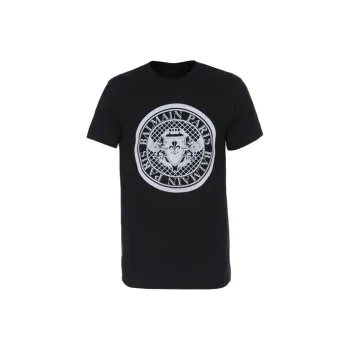 BALMAIN Logo Printed Crewneck T Shirt
