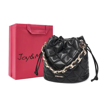 Joy&Mario Synthetic Leather Shoulder Bag Women's Classic Black/Ecru