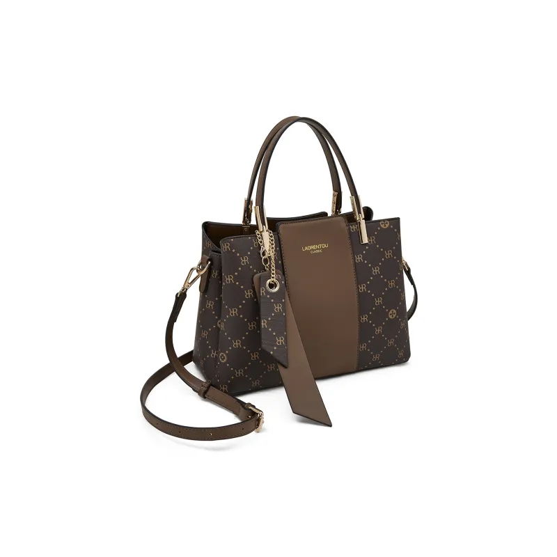 Old Man's Head Synthetic Leather Crossbody Handbags Regular Women's Dark Brown/Cream Apricot-3