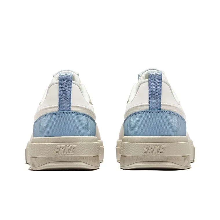 Erke Anti Slip Wear Resistant Low Top Skateboard Shoes Men's White Blue-3