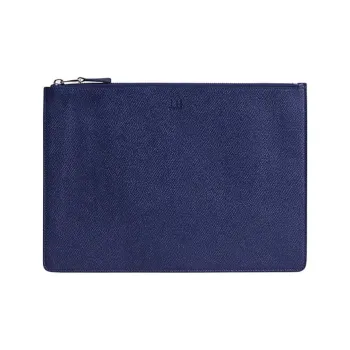 Dunhill Cow Leather Clutch Unisex Blue