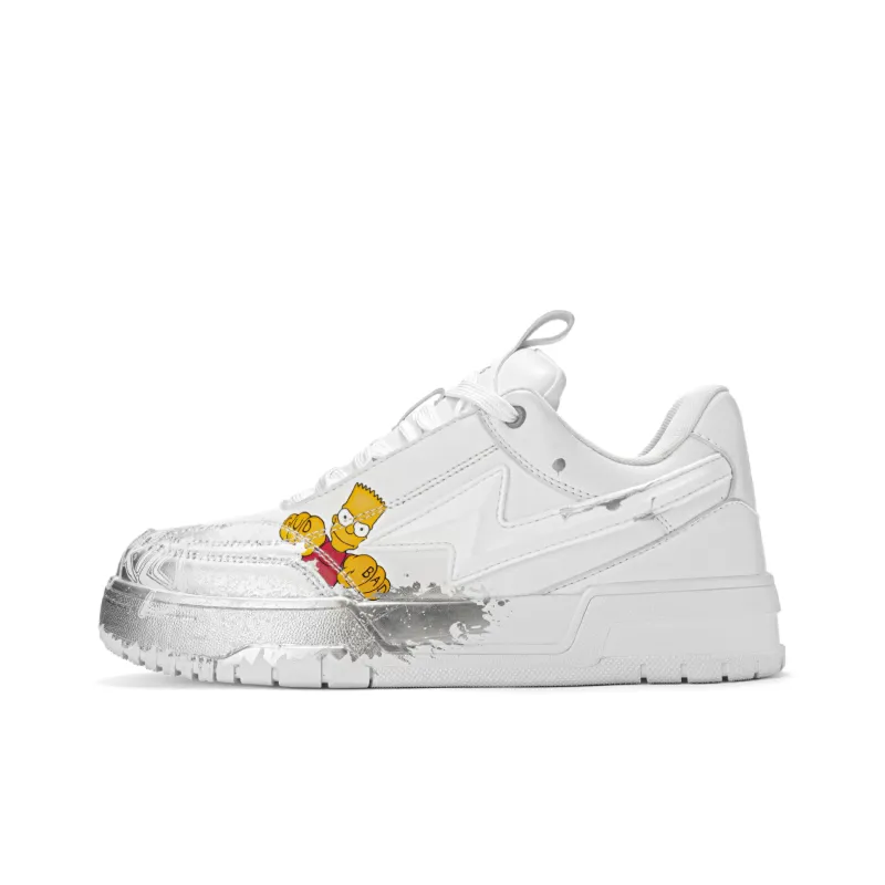 The Simpsons Skateboard Shoes Unisex Low Top White Silver/Beige Red/Black Silver-1