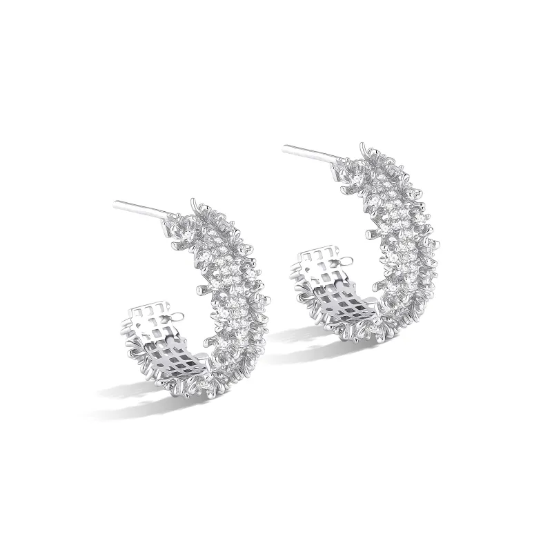 Right Hand Waiting S925 Silver, Synthetic Cubic Zirconia Stud Earrings Women's-0