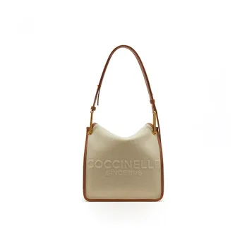 COCCINELLE Fabric Pageboy Bag Handbag Shoulder Bag Small Size Women's Natural Mixed Candy