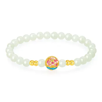 Lao Feng Xiang Bracelets Pale Greenish White Jade Women's