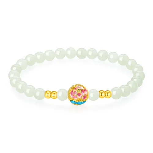 Lao Feng Xiang Bracelets Pale Greenish White Jade Women's