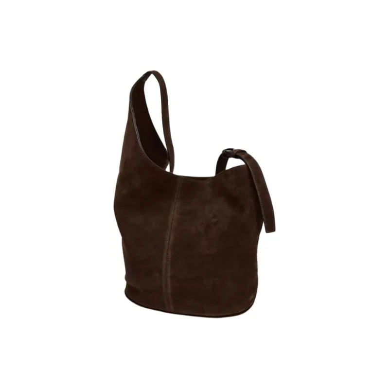 ZARA Cow Leather Shoulder Bag Large Size Women's Brown-3
