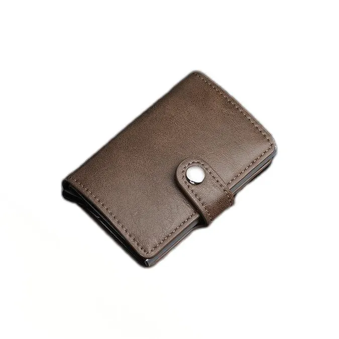 OUZIHUANG PU Card Holder Regular Unisex Black Brown Coffee Dark Blue Maroon Gray Carbon Fiber Texture Black-3