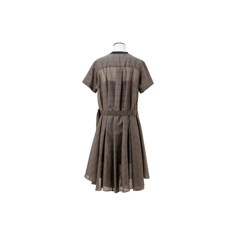 Sacai Short Sleeved Dresses Women's Brown-1