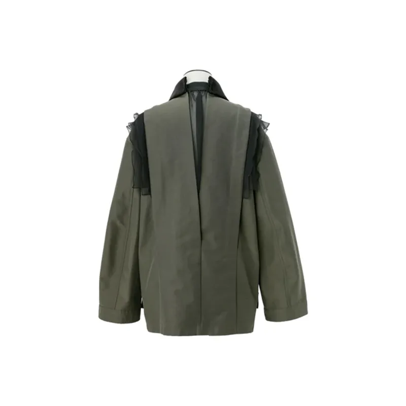 Sacai Grosgrain Jacket 'Khaki/Black'-1