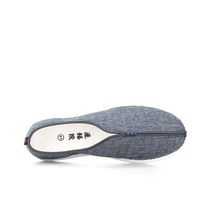 Bian Fumao Handcrafted Multi Layer Sole Traditional Beijing Cloth Shoes Casual Shoes Men's Gray-2