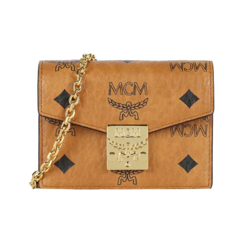 MCM Canvas Card Holder Mini Unisex Cognac