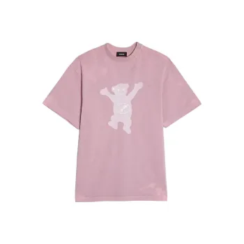 WE11DONE Drop Shoulder Sleeve T Shirt Unisex Pink