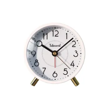 TELESONIC Sweeping Seconds Movement Alarm Clock Unisex White