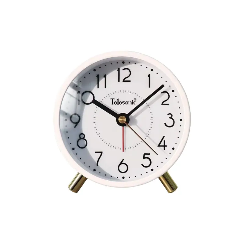 TELESONIC Sweeping Seconds Movement Alarm Clock Unisex White-0
