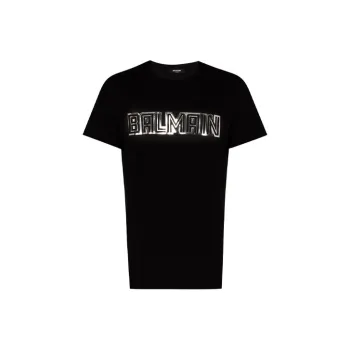 BALMAIN Metallic Embossed T Shirt